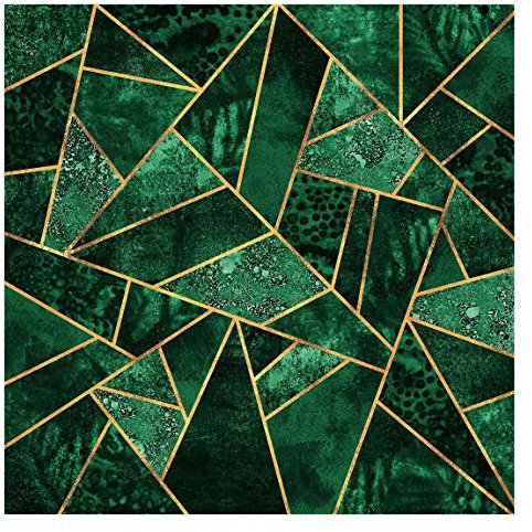 Bilderwelten Fototapete Motiv - Dunkler Smaragd mit Gold - Vliestapete Quadrat 336 x 336cm