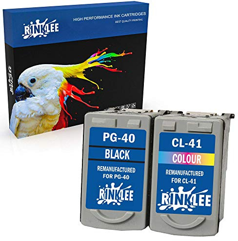 RINKLEE Wiederaufbereitete Tintenpatrone für Canon PG-40 CL-41 kompatibel mit Canon Pixma iP2600 MP140 MP460 iP1800 iP1900 iP2500 MP190 MP210 MP220 MP170 MP180 MP160 MP450 MP150 | 1 Schwarz, 1 Farbig