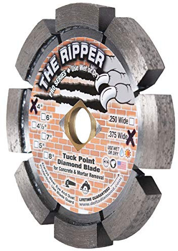 Ripper Pro Tuck Pointing Diamond Blade 4-Inch by .375 for Mortar Removal, Grout Repair, Masonry & Concrete Surfaces (4-Inch X .375)