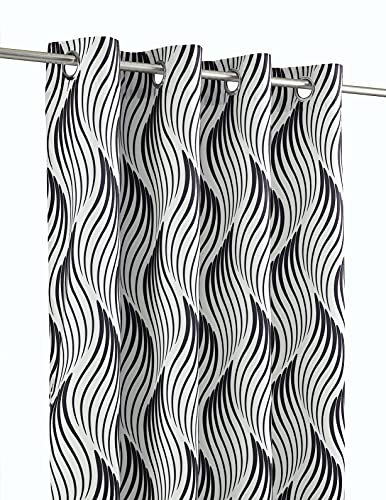 LANDKING Ösenschal, Gardine, Vorhang, Farbe schwarz weiß, Dekoschal, Jette Modern, Blickdicht, 8 Ösen, 140 x 245 cm, Retro, Polyester