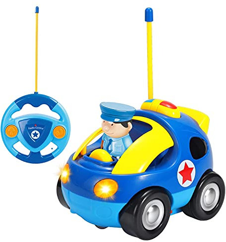 SOKA My First Remote Controlled Racing Car for Toddlers with Sound and Light Toy Car RC Birthday Gift Present Police Racer for Kids Children Boys Girls 18 Months and Up - Dark Blue