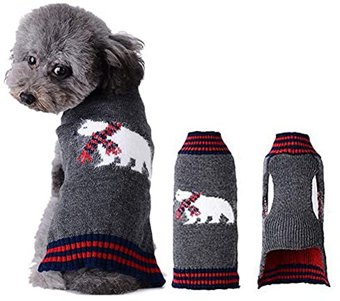 ABRRLO Weihnachten Hund Pullover Dog Sweater Hundepullover Haustier Hundepulli Warm Welpe Kleine Mittel Hunde (XS, Bär)