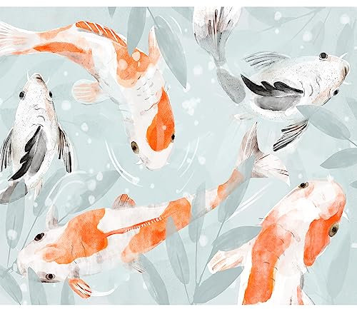 murando - Vlies Fototapete Japan 350x256cm - Foto Tapete Schlafzimmer Wohnzimmer Vliestapete XXL Motivtapeten Bildtapete 3d Effekt Wand Dekoration - Fisch Koi Karpfen Botanik wie gemalt g-A-0373-a-d