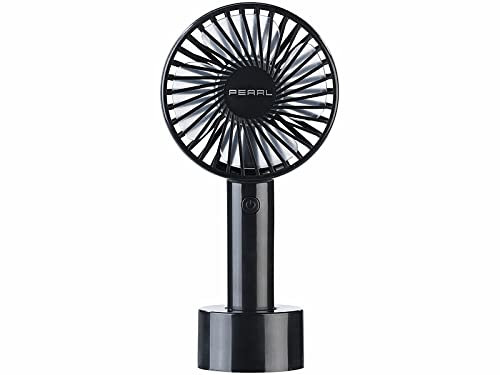 PEARL Mini Ventilator: 2in1-Hand- & Tisch-Ventilator, Akku- & USB-Betrieb, 3-stufig, Ø 95 mm (Handventilatoren, Mini Ventilator Hand, Luftkühler Auto)