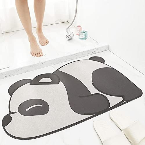 TOKLYUIE Super saugfähige Badematte, niedliche Cartoon-Badezimmer-Eingangs-Anti-Rutsch-Matten, saugfähige Bodenmatten für das Haushaltsbad, schnell trocknender Teppich (60_x_40_cm, Panda)