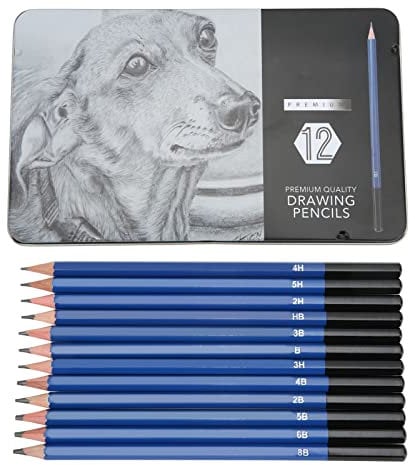 12-teiliges Set zum Zeichnen und Skizzieren von Bleistiften, Kunstbleistifte, Graphitstifte, 8B bis 5H, für Kinder und erwachsene Künstler, Anfängerskizzen