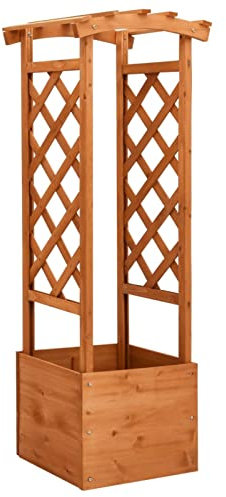 Gecheer Trellis Planter Box, for Vines Garden Climbing Flower Plant Pot Box, with Arch for Patio Garden Yard 49x39x130 cm Firwood