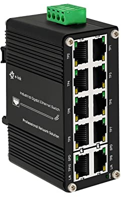 Mini interruttore industriale a 10 porte Gigabit Switch indurito 10 porte RJ45 10/100/1000Mbps Ethernet Switch montaggio su guida DIN interruttore Ethernet esterno, switch di rete non gestito (da -40
