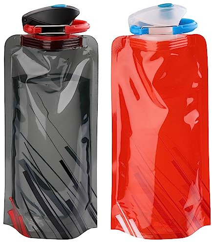 VIEVRE 2 Stück Faltbare Trinkflasche, Wiederverwendbare Trinkflasche Faltbar, Trinkflaschen Faltbar, für Wandern,Reisen, Abenteuer