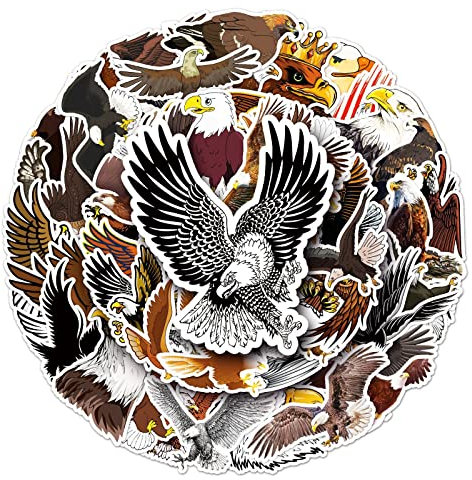 Bric Dodo 50 Stück Adler Aufkleber Wasserflaschen Laptop Telefon Gitarre Skateboard Computer Koffer Fahrrad Eagle Vinyl Stickers Wasserdicht Ästhetisch Aufkleber für Jugendliche Kinder Erwachsene
