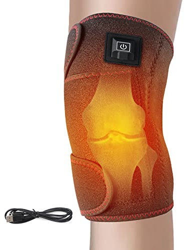 NICEYEA Beheizte Kniebandage Wärme Knieschoner USB Elektrische Heizung Knieschützer Beheizte Kniestütze Knie Thermische Therapie für Arthritis, Arthrose, Gelenkschmerzlinderung, 3 Gang,1 Stücke