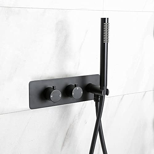 MILANO Thermostatic Mixer Valve Hand Shower Handset Black