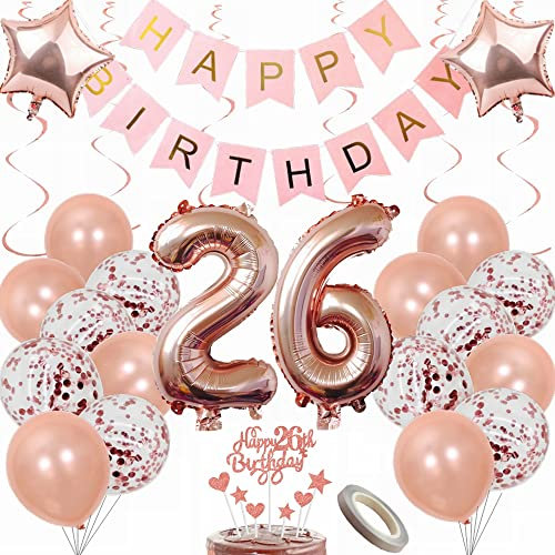 Yunchu Online Luftballon 26. Geburtstag Frauen Dekoration Rosegold Party Deko Tortendeko Geschenk Ballon