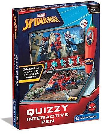 Clementoni - 16452 - Sapientino Quizzy Marvel Spiderman - Schede Educative e Penna Interattiva, Gioco Educativo 3 Anni, Elettronico Parlante, Made in Italy