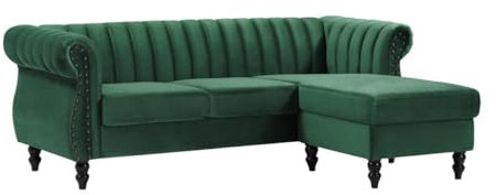Vente-unique - Sofa ohne Schlafmöglichkeit 4 Trumbo - Samt - tannengrün