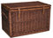 Arthur Cameron - Modena Deluxe Wicker Storage Basket with Lid, Leather Straps to Secure Shut & Strong Wooden Frame - Large wicker basket, storage trunk, storage chest (Extra Large, Distilled Brown)