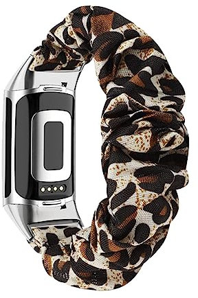 ZUREGO Scrunchie Elastisches Armband für Fitbit Charge 4/Charge 3 Armband, Scrunchie Armband Elastic Watch Band Damen Mädchen bedrucktes Stoffarmband Kompatibel mit Fitbit Charge 4/Charge 3 (I)
