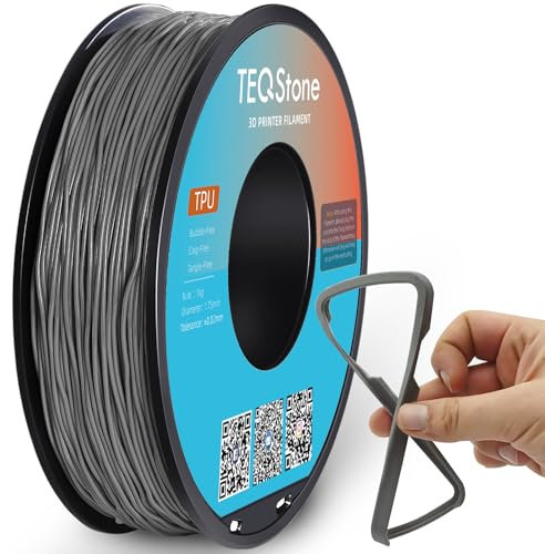 TEQStone TPU Filament 1.75mm Grau 1Kg Spule 95A Flexibel Weiches 3D Drucker Filament Maßgenauigkeit +/-0.03mm Vakuumverpackung
