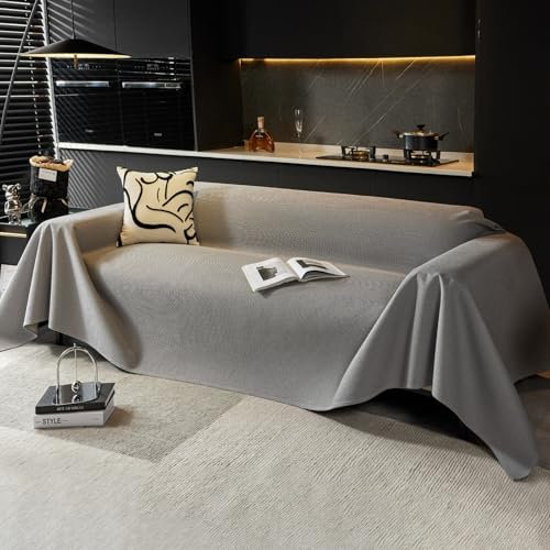 VanderHOME Waffel Sofaüberwurf wasserdichte Sofaüberwurf Antirutsch Sofahusse Schutz vor Haustier Katze Hunde Sofa überwurf 190 * 150cm-Hellgrau
