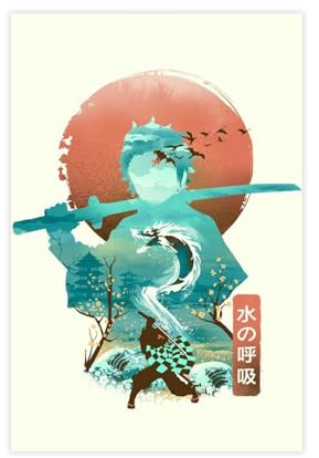 FrySky Tanjiro Demon Slayer Poster 8 Leinwand Poster Schlafzimmer Dekor Sport Landschaft Büro Zimmer Dekor Geschenk Unrahmen-Stil 30 x 45 cm
