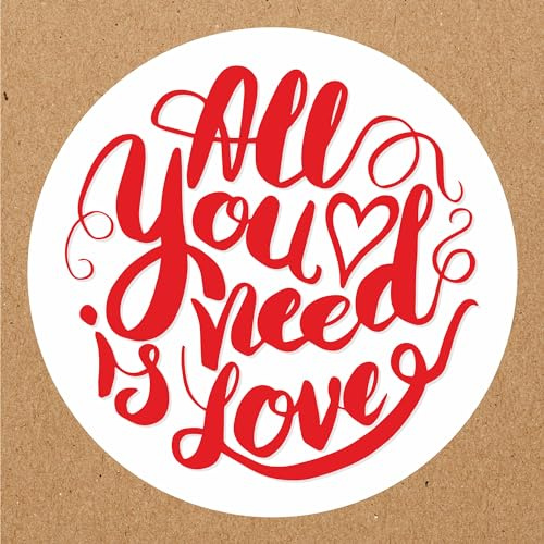 INDIGOS UG - Aufkleber Valentinstag - All you need is Love - 54 Stück - 30mm - selbstklebende Etiketten - Dekoration und Verpackung für Valentinstagsgeschenke