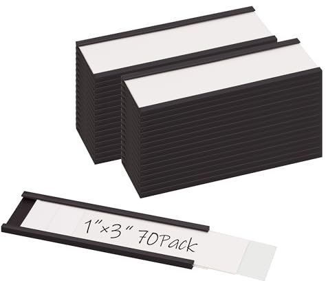 Realth Magnetische Etikettenhalter | 70 Stück C-Kanal Magnet -Etiketten | 25.4MM X 76.2MM | Beschreibbar Schmutzfrei Abnehmbar für Whiteboard Metall Hängeschränke und Schubladen(MLH1370)