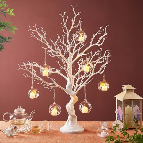 Panlaolao 33 Inch White Easter Tree Centerpiece - Spring Wedding Table Decor with Manzanita Branches for Easter, Birthdays, Reusable Holiday Display with Easy Assembly, Party Decoration