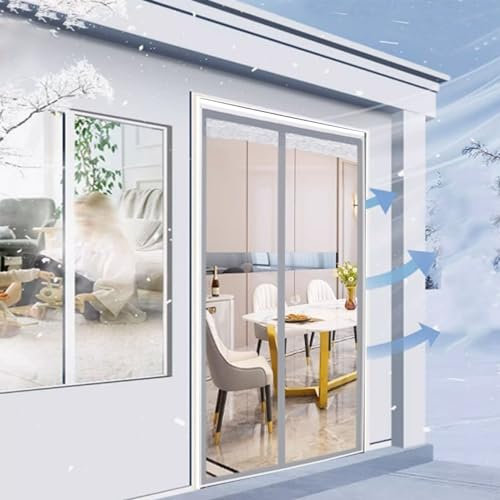 Winter Tür Vorhang Innen Magnet Winddicht thermovorhang Haustür Kälteschutzvorhang für Türen Kälteschutz für Balkontür Thermovorhang Tür Grau (70x270cm)