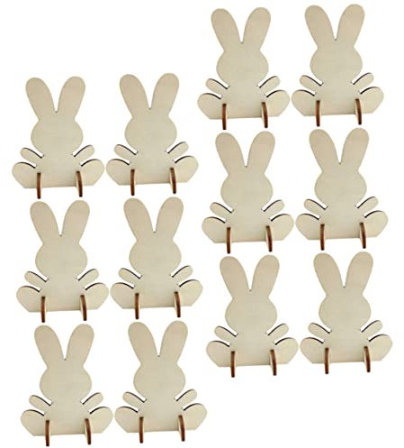 MUCKLILY 12stücke Ostern Hase Schnittmuster Unfertige Holzfiguren Für Kreative Bastelideen Für Osterdekoration Und Handarbeiten