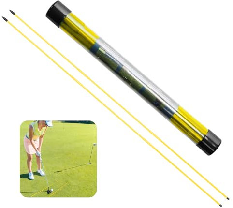 Golf Alignment Stick Sticks Training Aid Rods Rod Cover Tool Swing Trainer Aids Set of 2, Foldable Practice Rods Training Aiming Putting Full Swing Trainer Posture for Men Women (2 Pack in Amber)…