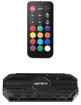 upHere gaming Hub RGB direccionable de 5V 3PIN de 21 Teclas,10 Puertos 6PIN SATA con Control Remoto para Ventiladores de Caja de 6PIN,MBX12…