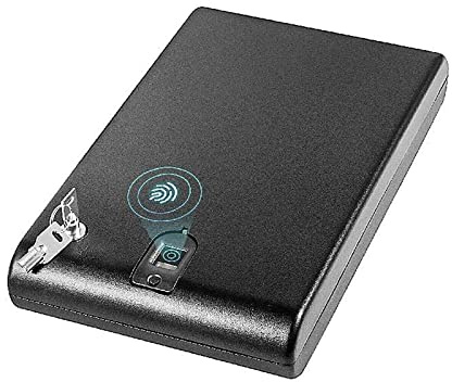 STMKB Tragbarer Mini-Safe, Tragbarer Biometrischer Pistolensafe, Geheimer Tresor, Schneller 2-Wege-Eintrag Für Pistolen, Munition, Reisepass, Bargeld, Kreditkarten, Uhren, Schmuck Usw.