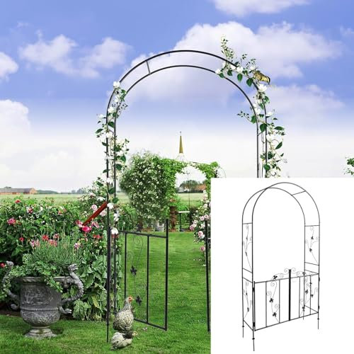 HESHEQ Arche de Mariage avec Porte Arcade de Jardin en Fer Forgé Arche Florale de Jardin for la décoration d'une fête ou d'une cérémonie grimpantes/légumes/Fruits/Fleurs à l'extérieur