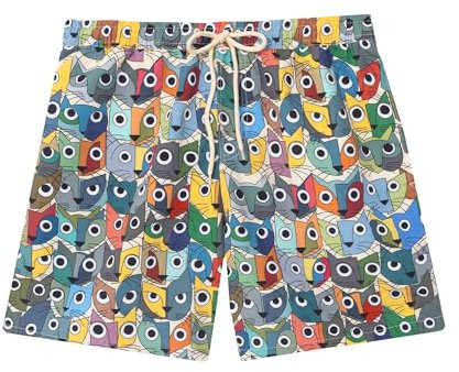 Pampling Bañador para Hombre con Estampados Originales, Ropa de Baño con Bolsillos Laterales y Cintura Elástica para Playa y Piscina, Modelo Cats (M)