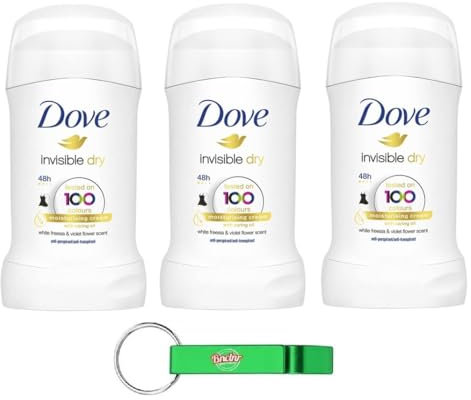 3x Dove Deodorante Stick Invisible Dry mit Feuchtigkeitscreme,Deodorant 48h - Deo 40ml + Beni Culinari Kostenloser Schlüsselanhänger