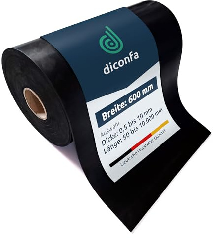diconfa Gummistreifen SBR 600mm 60cm 0,6m BREIT, 3500mm LANG, 1mm STARK | WÄHLEN: DICKE 0,5 bis 20mm - LÄNGE 0,05 bis 10m - 350cm 3,5m lang, 1 mm dick - Gummimatte Meterware Gummi SBR Außen