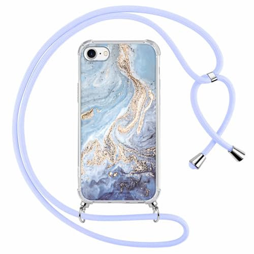 Yoedge Handyband Handyhülle für iPhone 8/7/SE 2020/SE 2022 4,7 Hülle mit Band,Durchsichtig Aesthetic Muster Marmor Mädchen Case mit Kordel zum Umhängen,Weiche Silikon TPU PC Stoßfest Schutzhülle,01