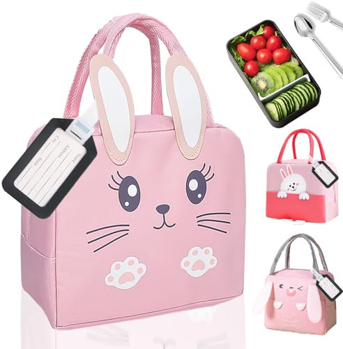 XIMEY Nevera Niños 5L, Bolsa Almuerzo Pequeña, Isotérmica Porta Alimentos, Lonchera Térmica Infantil, Nevera Comida Bebé (Gato Rosa)