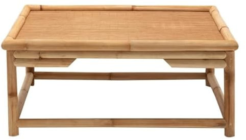 LYHJN Petite Table Table d'appoint tissée à la Main en rotin de Bambou Naturel, Table Basse carrée en rotin et Osier, Table Courte Zen, Table Kang carrée