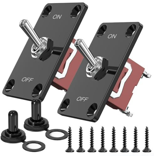 2Pcs Marine Heavy Duty Toggle Switch, 12V 2 Pin Waterproof Toggle Switch With Mounting Plate Suitable For Automotive, Motorcycle, Truck, RV, Marine