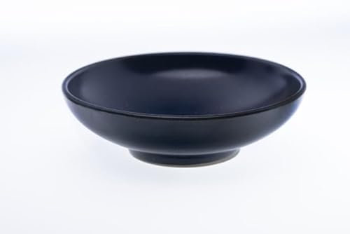 Assiette creuse, Suppenschüssel aus veganer Keramik und natürlichen Glasuren, La Poterie de Taizé (Bleu matt 02)