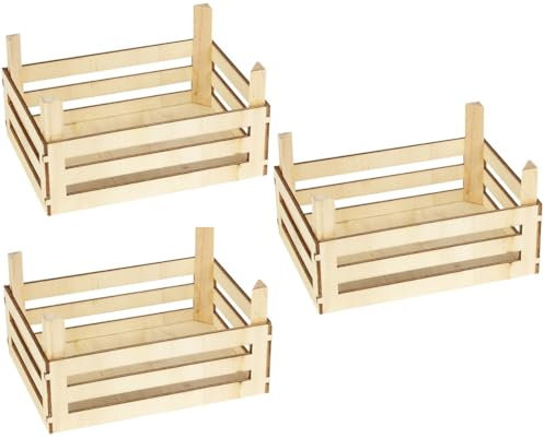 Ameisenkeks® Holzkisten Obst-Gemüsekisten für den Kaufladen - 3 Stück