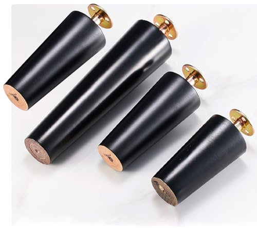 Lot de 4 pieds de meubles en bois massif, coniques en bois massif,Pieds d'Armoire Coniques Pieds de Table Antidérapant Pour canapé, ottomane, meuble de rangement (10CM,B)