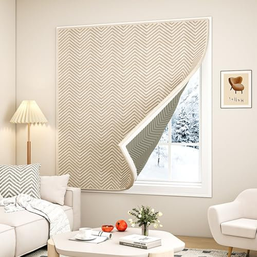 Heavy Duty Thermal Insulated Curtains Door Screen, Window Insulation Kit, Thermal Window Cover Thickness Greater Than 1.5cm Antifreeze Windproof Keep Warm & Super Soundproof(Brown,180cm x 200cm)