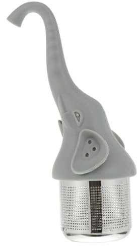 BESTOYARD Elephant Shape Tea Strainer and Tea Infuser Stainless Steel Silicone Handle Gray Filter for Travel and Brewing