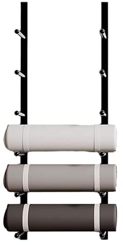 Générique 6 Lagen Yoga-Mattenhalter, Wandhalterung aus Metall für Schaumstoffrollen, hängende Yoga-Mattenhalterung für Home-Gym-Übungen, platzsparend(Schwarz)