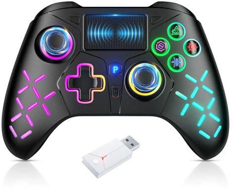 GGiking RGB Wireless Controller for PS5 with LED Light, Compatible with Playstation 5|Playstation 4|PC, Supports Remap and Adjustable Turbo, Controller Full Functions Support, with 2.4g Adapter