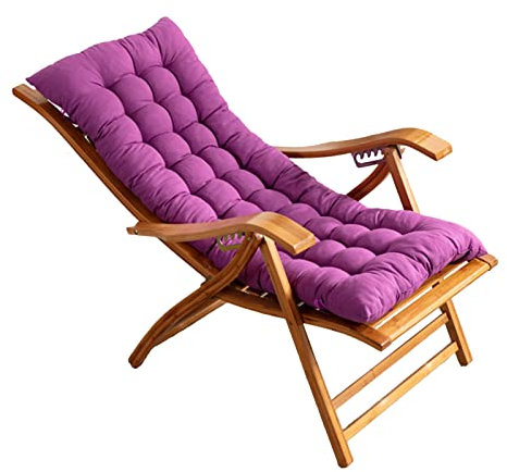 SZITW Klappbarer Liegestuhl, 5-Fach Verstellbarer Sonnenliegestuhl aus Holz für Garten/Terrasse/Balkon, Loungesessel aus Bambus mit abnehmbarem Kissen, 5 Farben (Farbe: Lila)