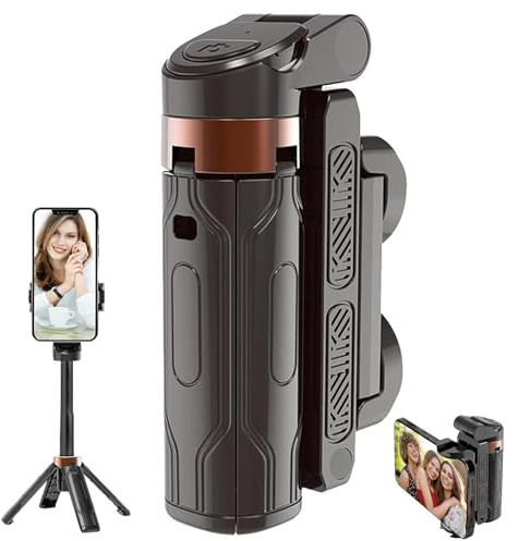 SnapPro 3-in-1 Creator Stick - Tripod, Selfie, Selfie Stick Stativ mit Fülllicht, 360° Drehbarer Handy Stativ mit Fernbedienung & Bluetooth, Ausziehbares Selfie StativStänder für Reisen (NO licht)