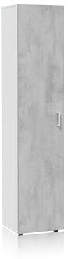 duehome | Armario Multiusos con 1 Puerta, Columna de Almacenaje, Modelo Multi Useful Acabado en Color Blanco Artik y Cemento, Medidas: 41 cm (Ancho) x 182 cm (Alto) x 37 cm (Fondo)